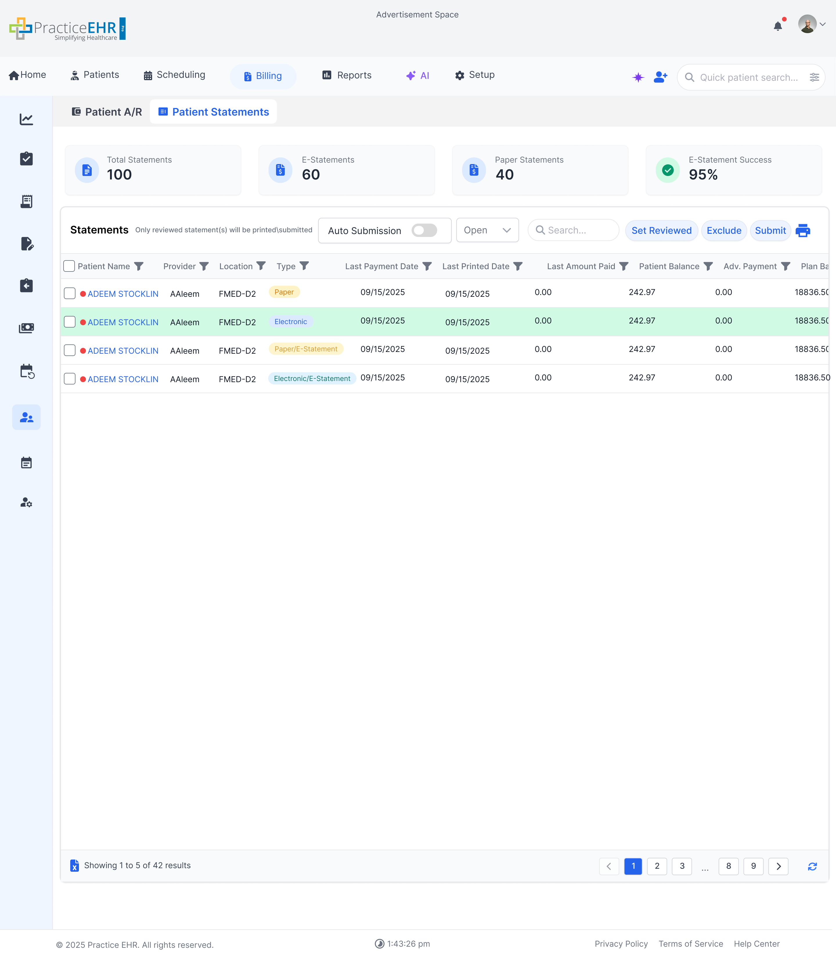 Patient Statements Screenshot